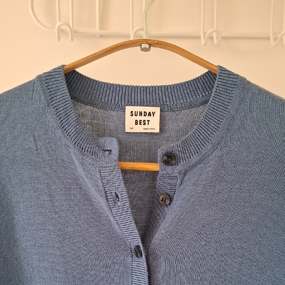 Sunday Best Sweaters - Sunday Best Sky/Cornflower Blue Silk, Cotton & Cashmere Cardigan (Size XXS)